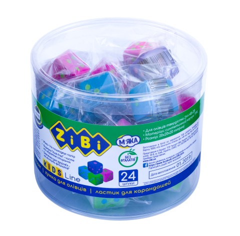 

Набор ластиков ZiBi KIDS Line КУБИК 20х20х20 мм в тубе по 24 штуки (ZB.5460)