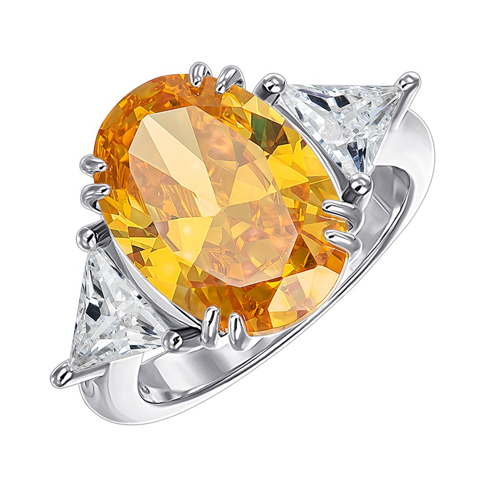 

Серебряное кольцо с синтезированным кварцем и фианитами 000152258 16.5 размера