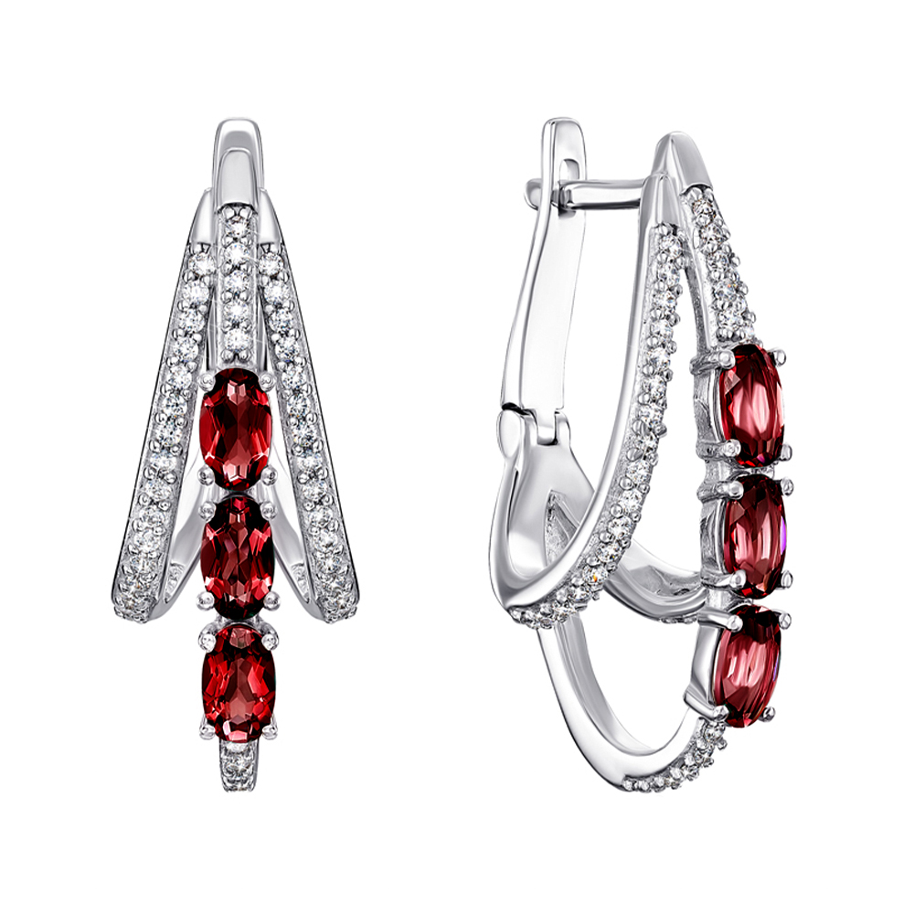 

Серебряные серьги с гранатами и цирконием 000127937