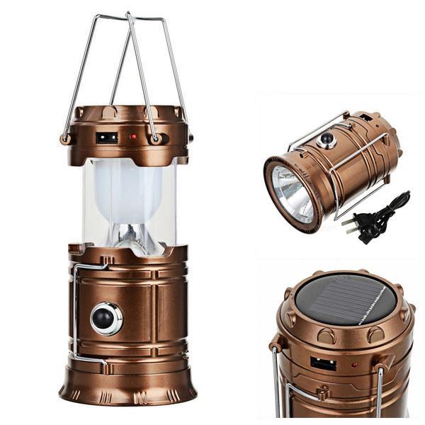 

Фонарь-лампа аккумуляторный для кемпинга UKC G5800/ART-5392 LED складной механизм ручка для переноски солнечная батарея функция Powerbank Коричневый