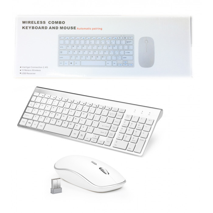 

Комплект клавиатура с мышкой UKC Keyboard Wireless 901/ART-2549 беспроводная USB Белая