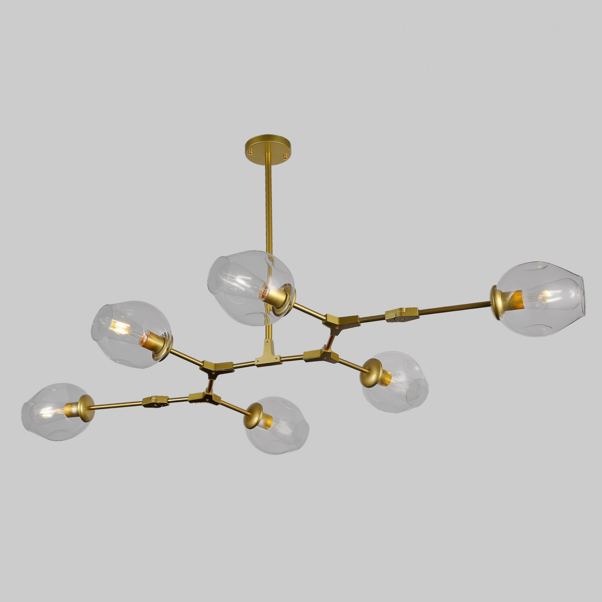 

Люстра LEVISTELLA Molecule на 6 ламп золотая с прозрачными плафонами