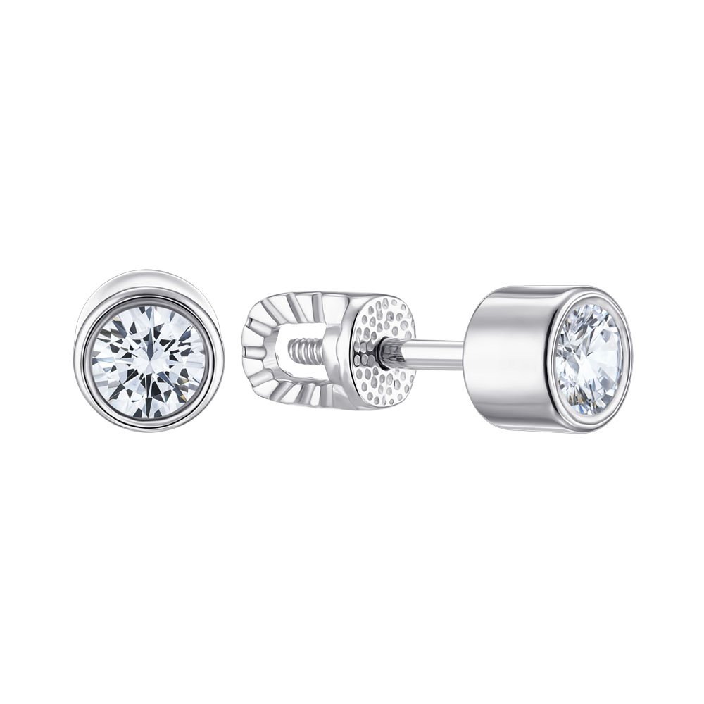 

Серебряные серьги-пуссеты с завальцованным фианитом S Zirconia 000103057