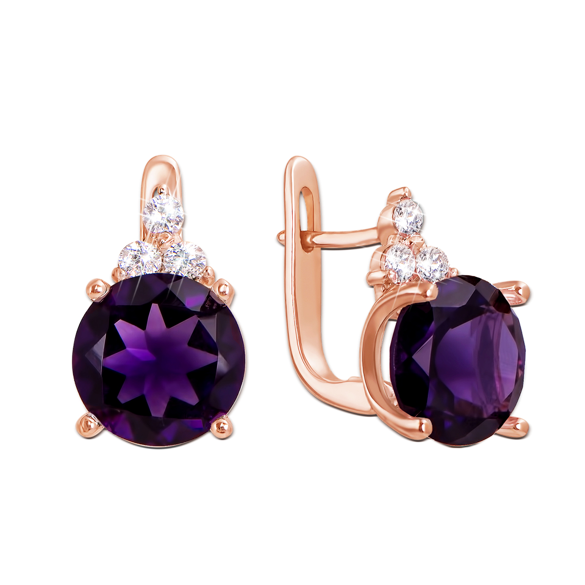 

Серьги из красного золота с аметистами и фианитами 000131045