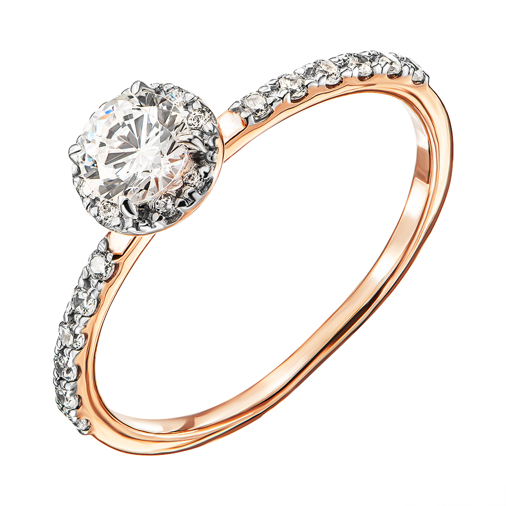 

Кольцо в комбинированном цвете золота с фианитами и родированием 000135440 18 размера