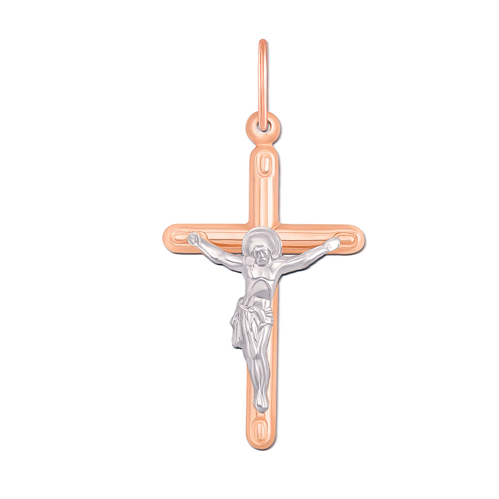 

Золотой крестик Таинство в комбинированном цвете лаконичной формы небольшого размера 000130704