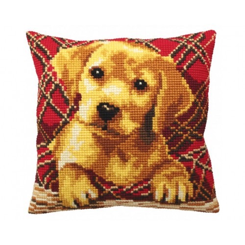 

Подушка для вышивания крестом Collection D'Art 5160 "Cute Puppy Plaid"