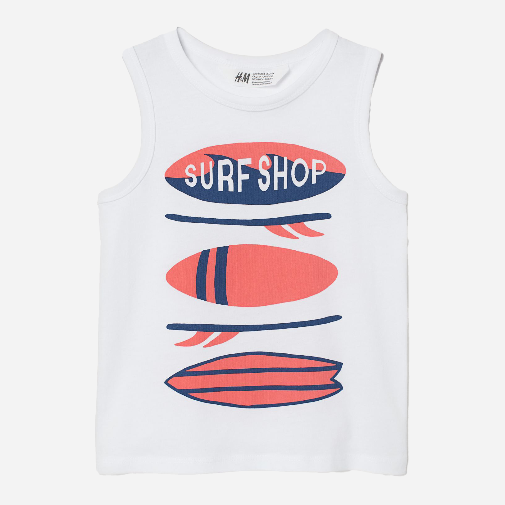 

Майка H&M 060768483 134-140 см Белый/Surf
