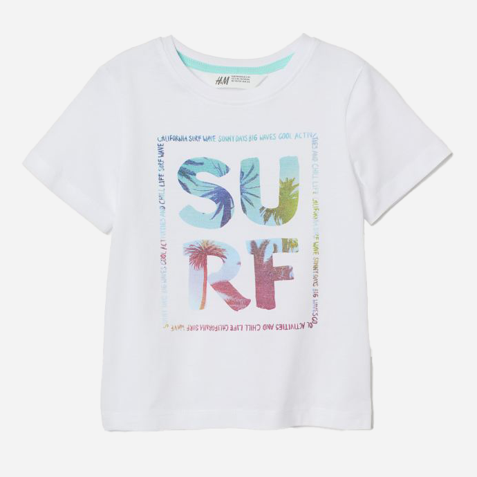 

Футболка H&M 060782592 134-140 см Белый/surf
