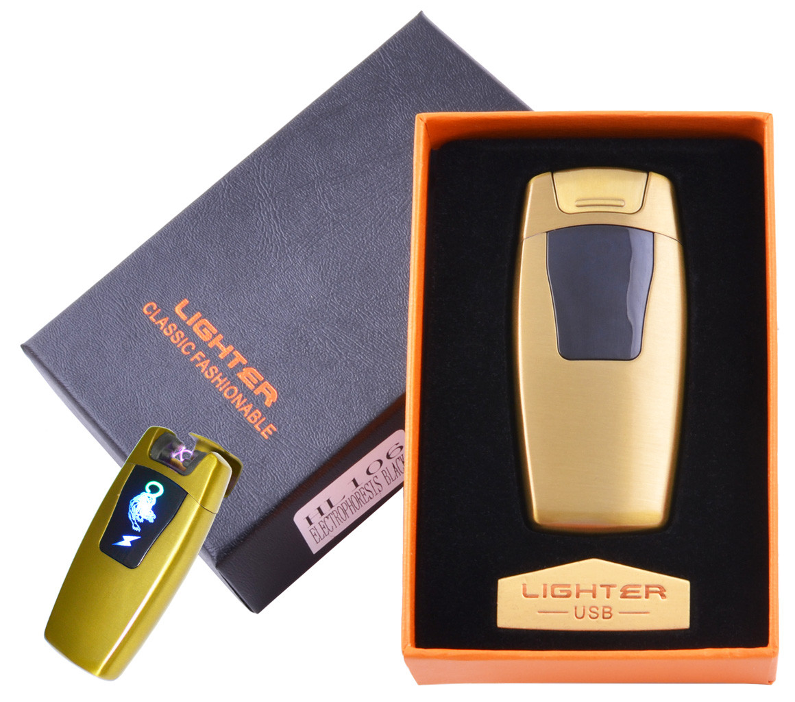 

Электроимпульсная зажигалка в подарочной коробке Тигр №HL-106 Gold
