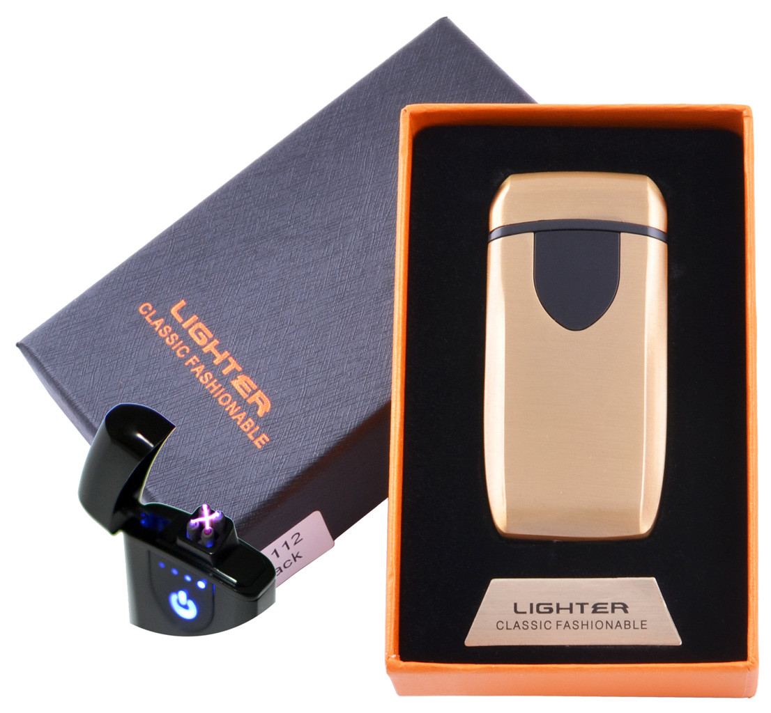 

Электроимпульсная зажигалка в подарочной коробке Lighter №HL-112 Gold