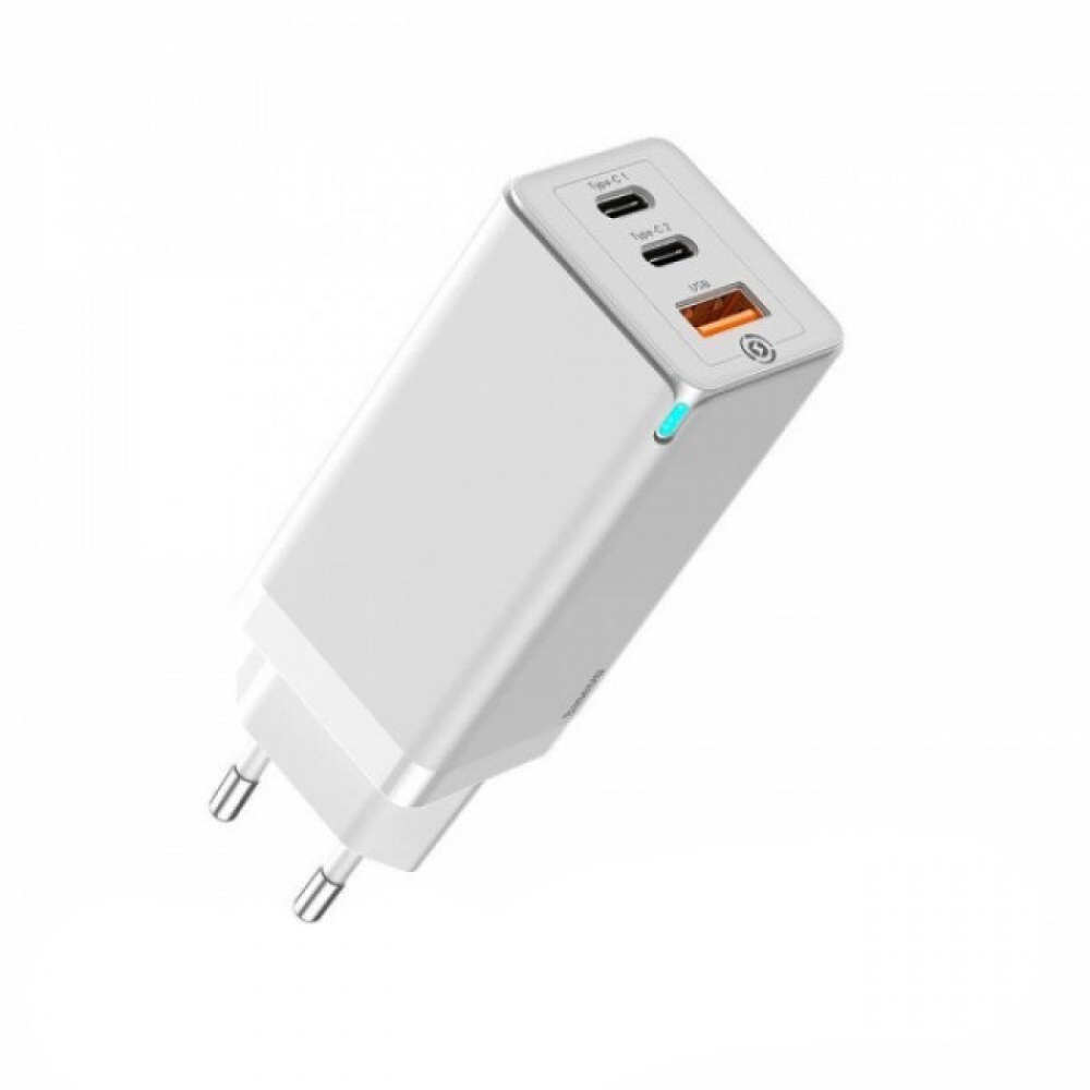 

СЗУ Baseus GaN2 Quick Charger 65W (2 Type-C + 1 USB) white