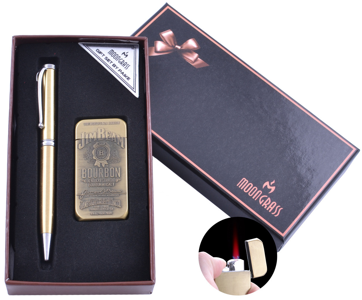 

Подарочный набор ручка/зажигалка Jim Beam (Турбо пламя) №RJ-7400B