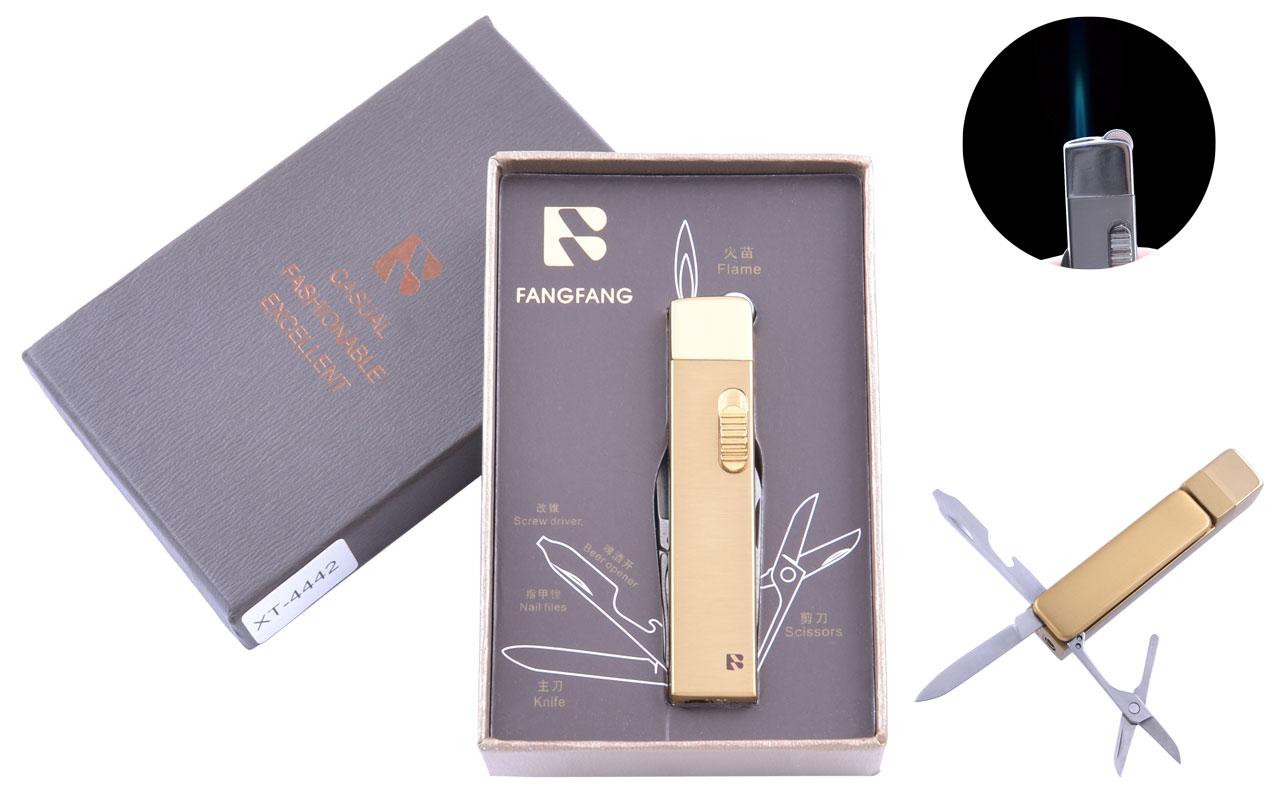 

Зажигалка подарочная Fang Fang (Острое пламя, Нож) №4442 Gold