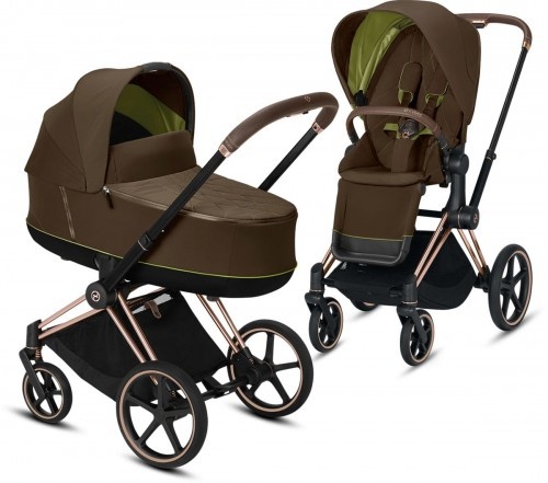 

Универсальная коляска 2 в 1 Cybex Priam Khaki Green шасси Rose Gold