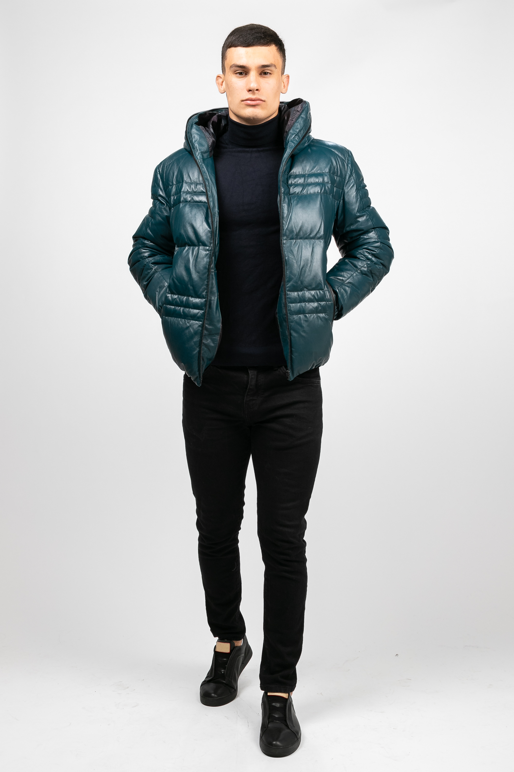 

Теплый кожаный пуховик PARKA+ 00623 Зелений, Теплый кожаный пуховик PARKA+ 00623 Зелений 50