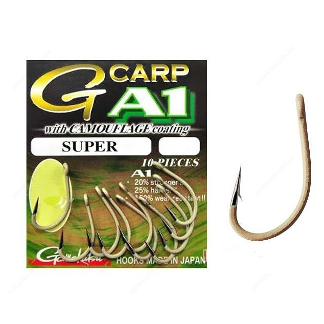 

Крючки Gamakatsu G-Carp A1 Super CC Camou Sand №6 10шт (149088-600)