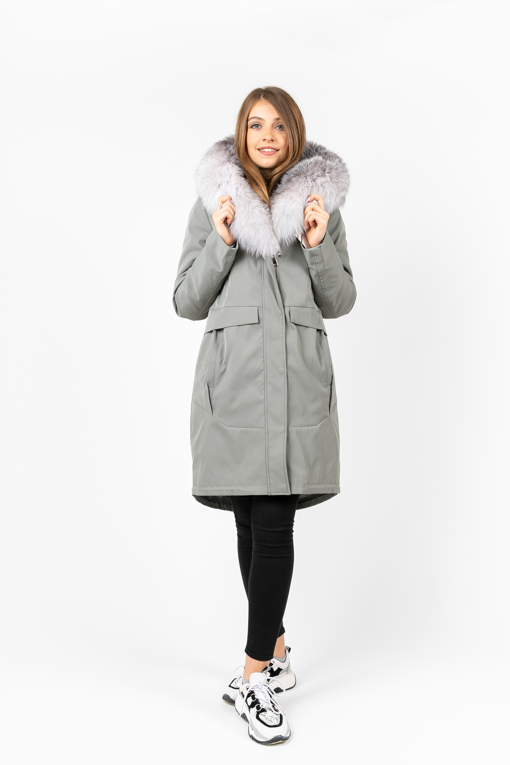 

Парка PARKA+ 02304 с мехом северной лисы Сірий, Парка PARKA+ 02304 с мехом северной лисы Сірий 48