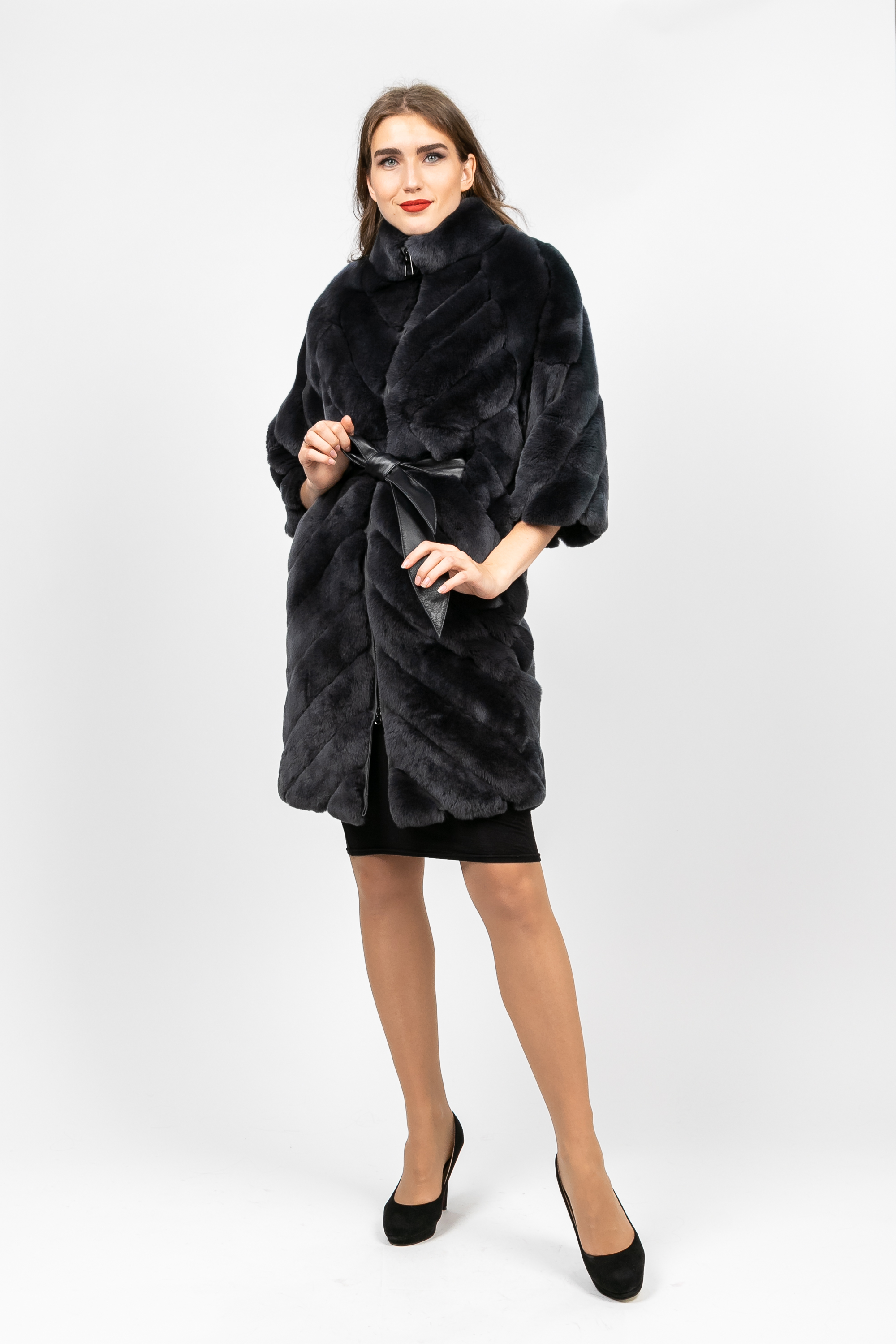 

Шуба PARKA+ 01352 из орилага в графитовом цвете Графіт 44