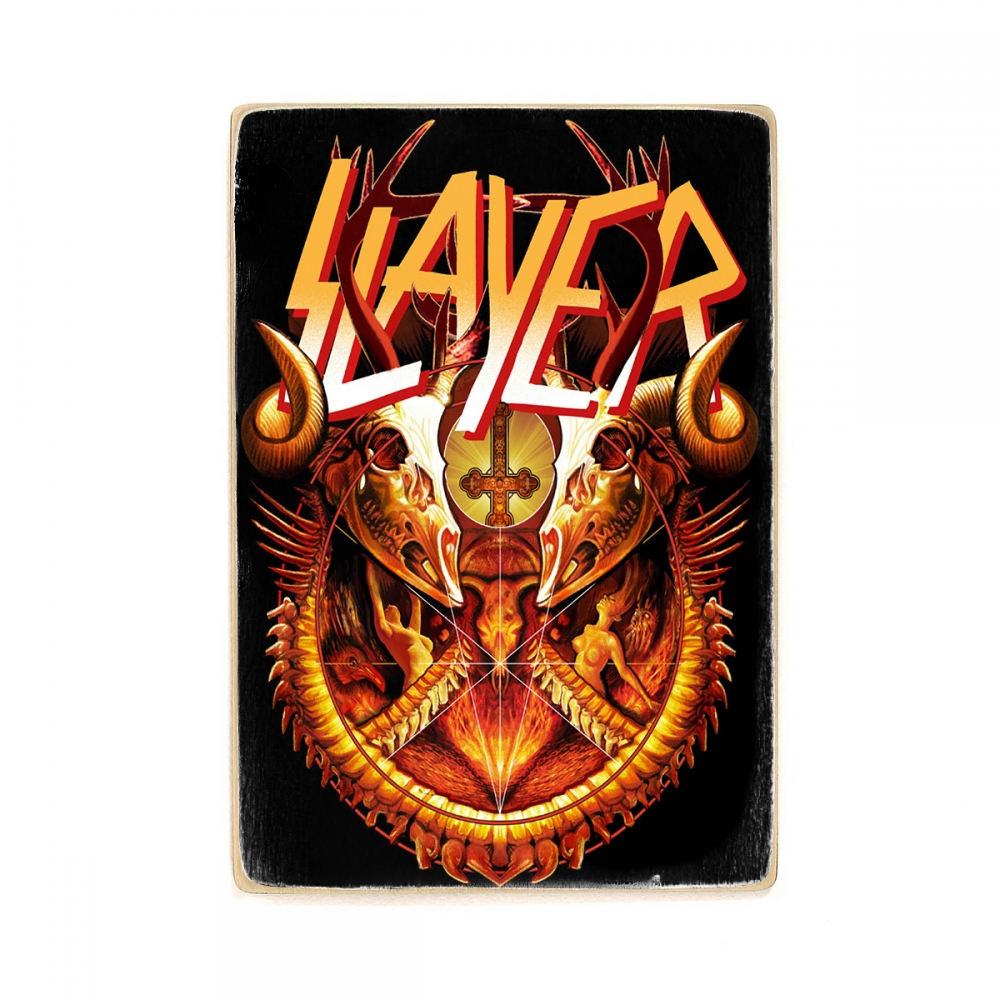 

Деревянный постер Музыка Slayer логотип. слеер. Tom Araya А2
