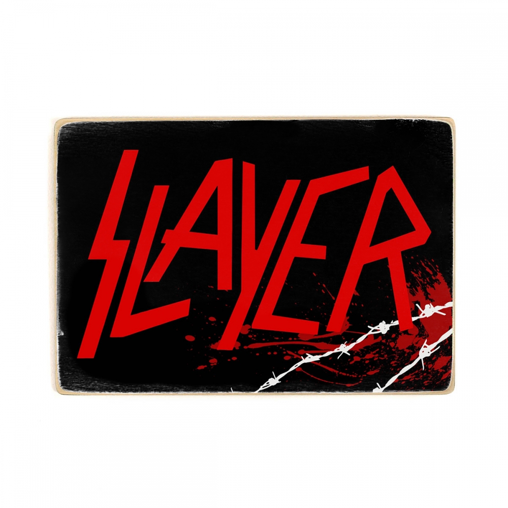 

Деревянный постер Музыка Slayer лого с проволкой. слеер. Tom Araya А1