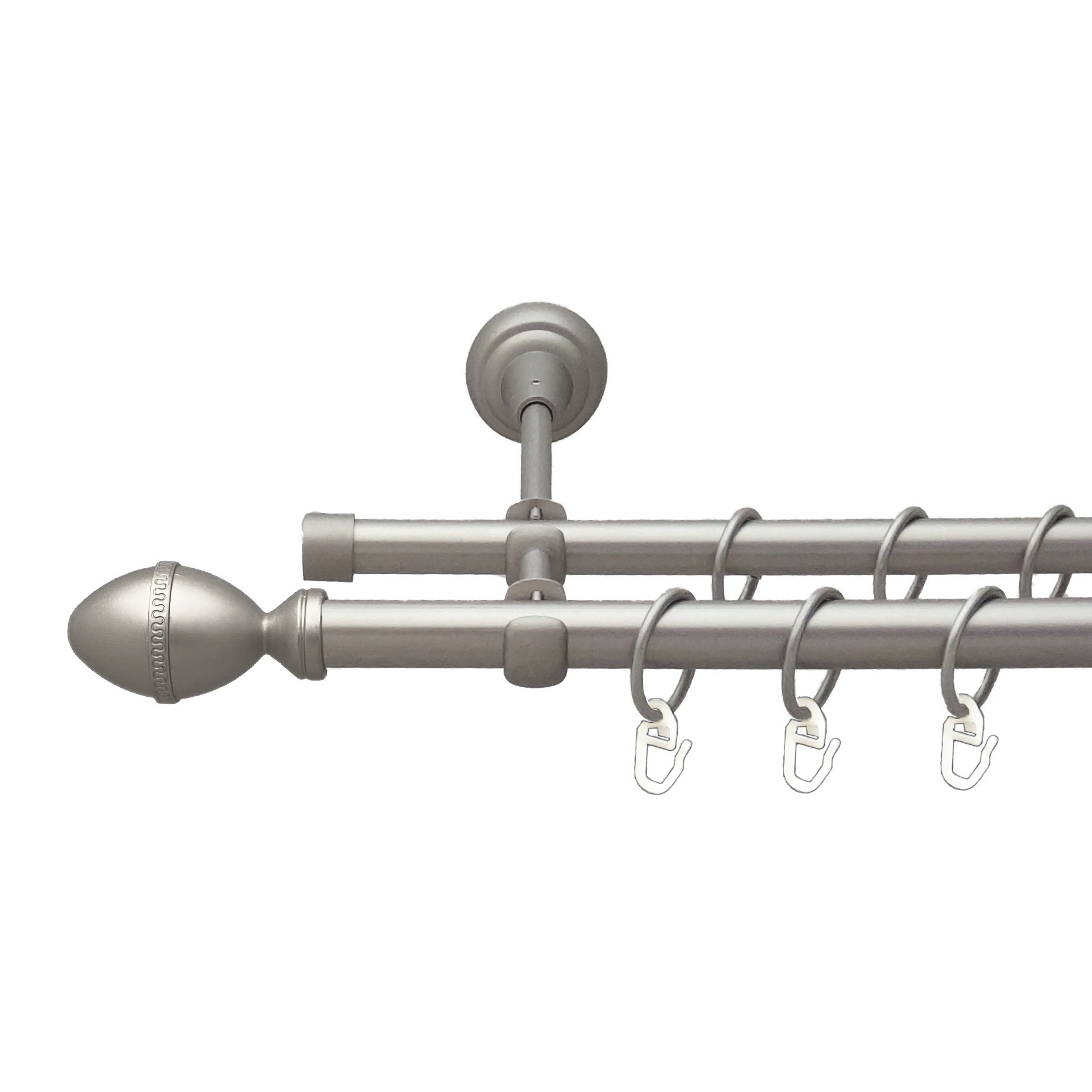 

Карниз Orvit Фарже металевий дворядний відкритий гладка труба кільце металеве Сатин 19\16 мм 160 см (00-00013760)