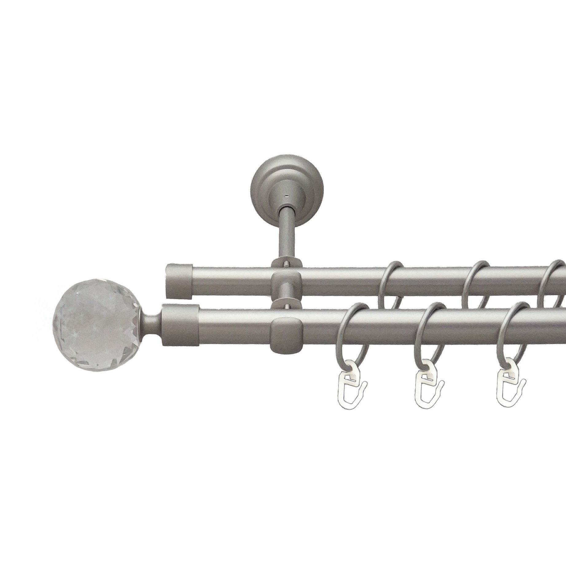 

Карниз Orvit Люміера металевий дворядний відкритий гладка труба кільце металеве Сатин 19\16 мм 200 см (00-00013741)