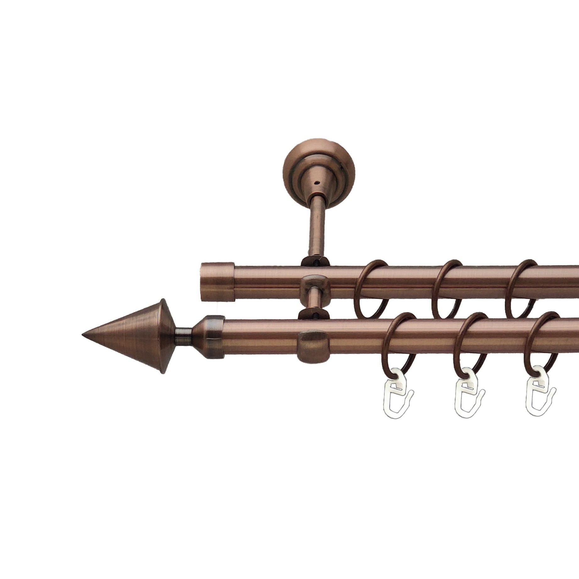 

Карниз Orvit Фіорі металевий дворядний відкритий гладка труба кільце металеве Мідь 19\19 мм 240 см (00-00012155)