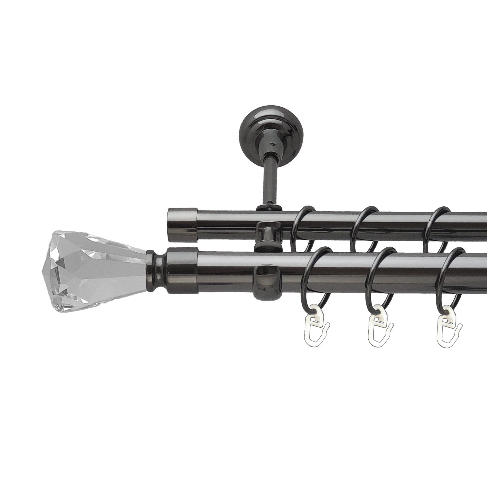 

Карниз Orvit Лучетта металевий дворядний відкритий гладка труба кільце металеве Онікс 25\16 мм 240 см (00-00012245)