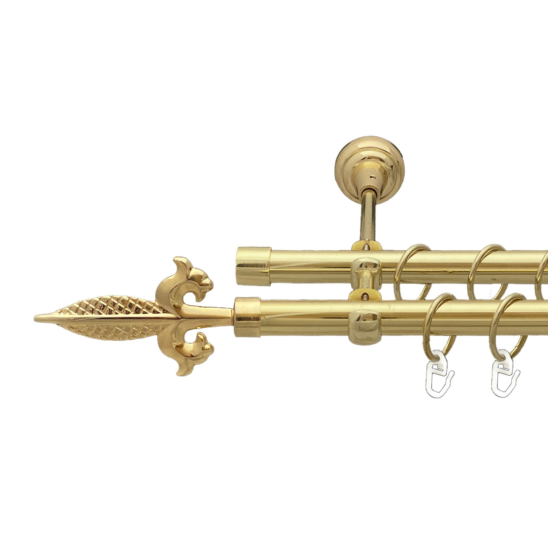 

Карниз Orvit Генуя металевий дворядний відкритий гладка труба кільце металеве Золото 19\19 мм 240 см (00-00013092)