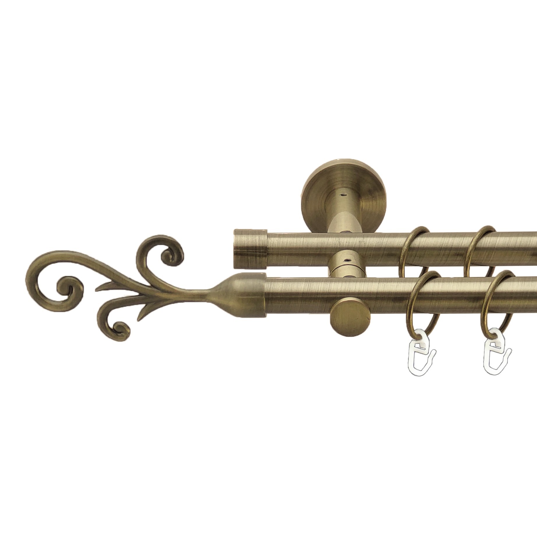 

Карниз Orvit Фала металевий дворядний реверсивний гладка труба кільце металеве Антик 19\19 мм 160 см (00-00013412)