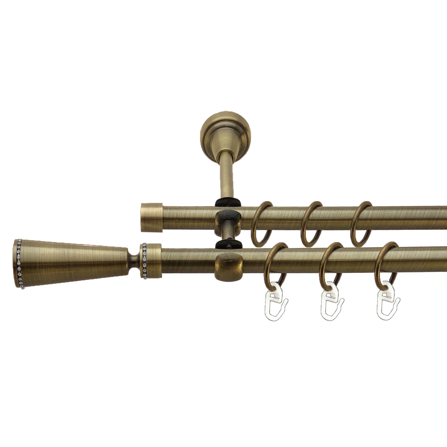 

Карниз Orvit Меркурія металевий дворядний відкритий гладка труба кільце металеве Антик 16\16 мм 240 см