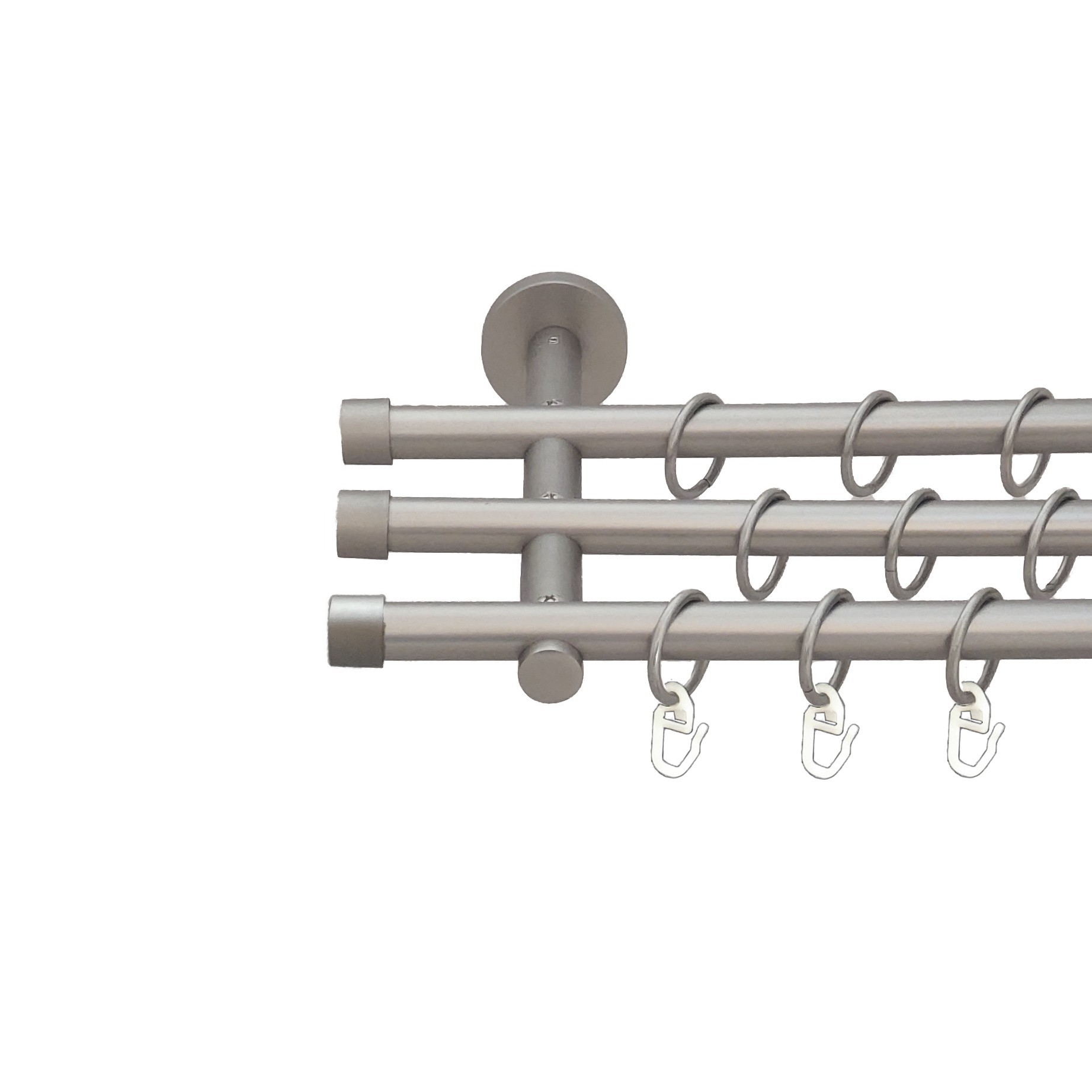 

Карниз Orvit Заглушка металевий трирядний циліндр (20 см) гладка труба кільце металеве Сатин 16\16\16 мм 240 см