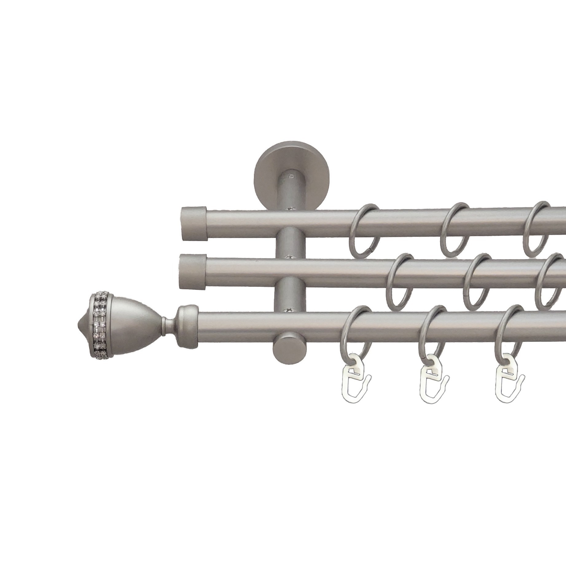 

Карниз Orvit Етернія металевий трирядний циліндр (20 см) гладка труба кільце металеве Сатин 16\16\16 мм 300 см