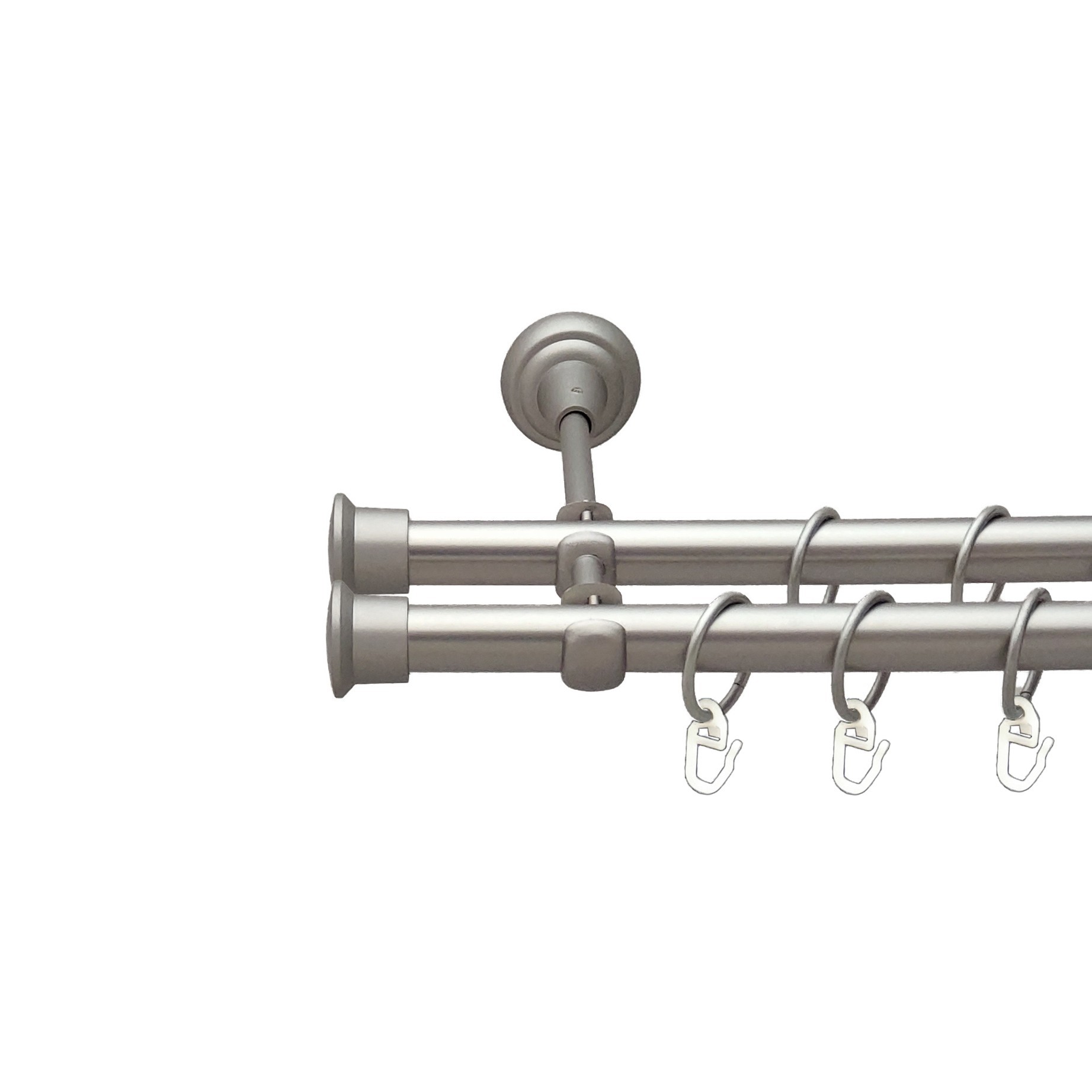 

Карниз Orvit Дуо металевий дворядний відкритий гладка труба кільце металеве Сатин 19\19 мм 300 см