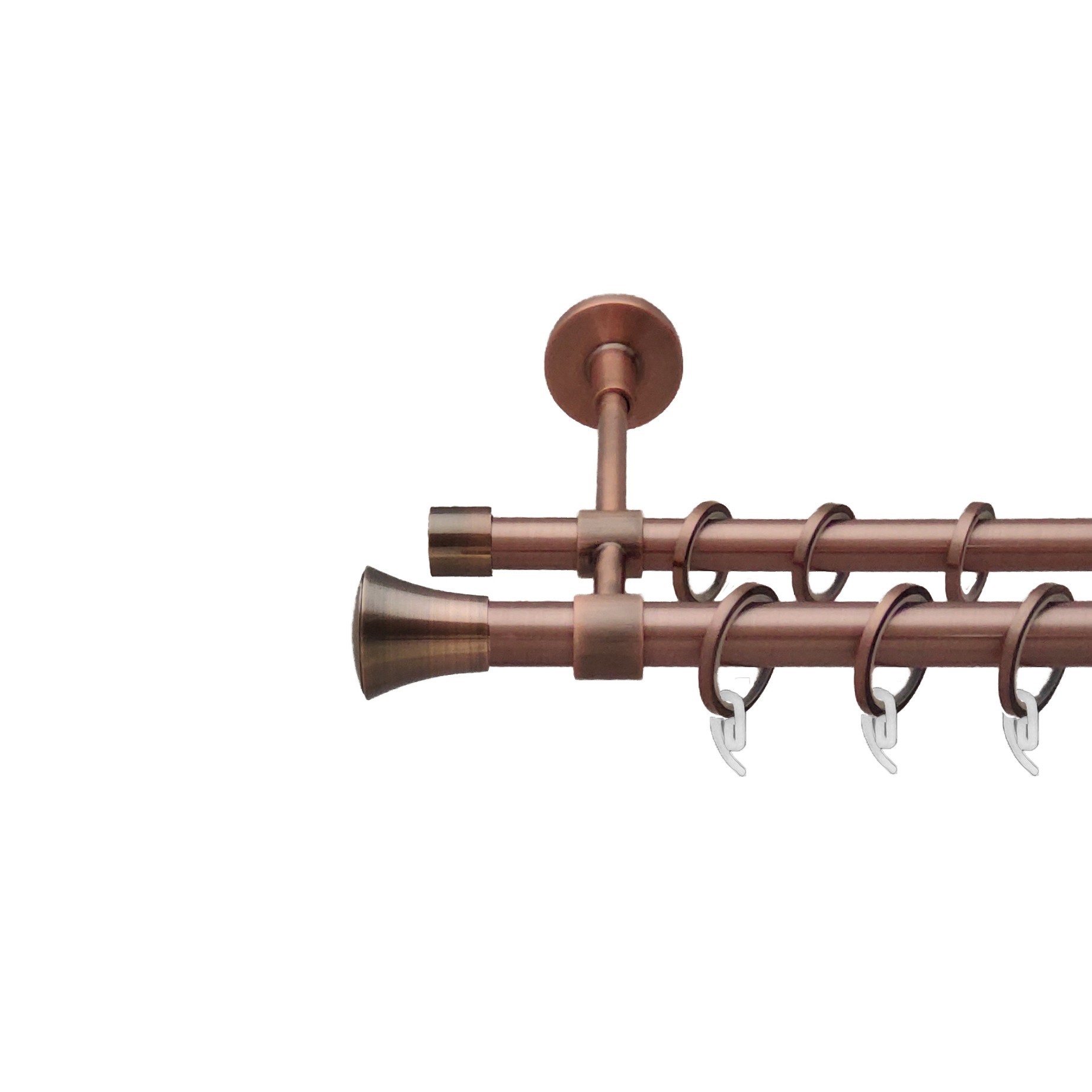 

Карниз Orvit Принц металевий дворядний закритий гладка труба кільце фасонне металеве Мідь 19\16 мм 240 см