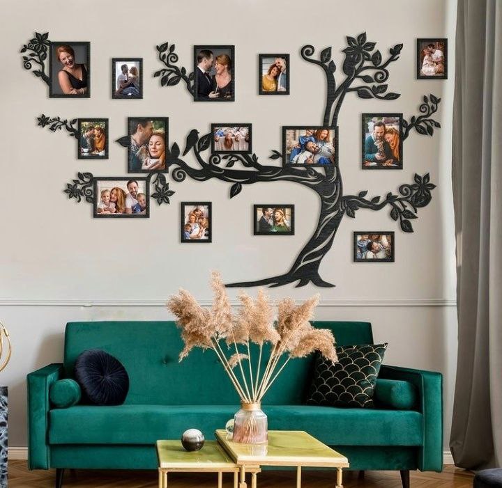 

Большая фоторамка коллаж дерево с птицами на 14 фото черная