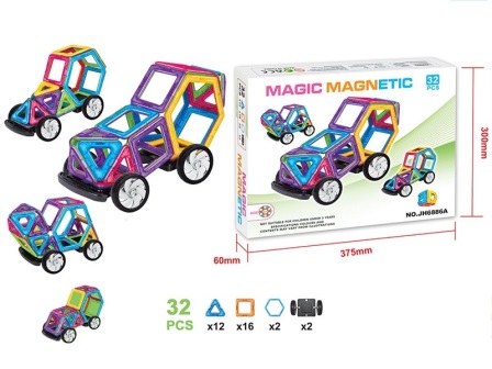 

Конструктор магнітний MAGIC MAGNETIC 32дет.кор.37,5*6*30см JH6886A