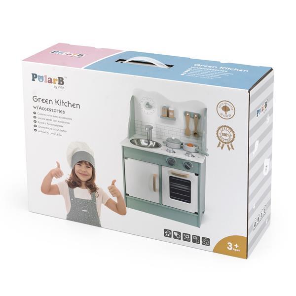 

Детская кухня из дерева с аксессуарами Viga Toys PolarB зеленый (44048)
