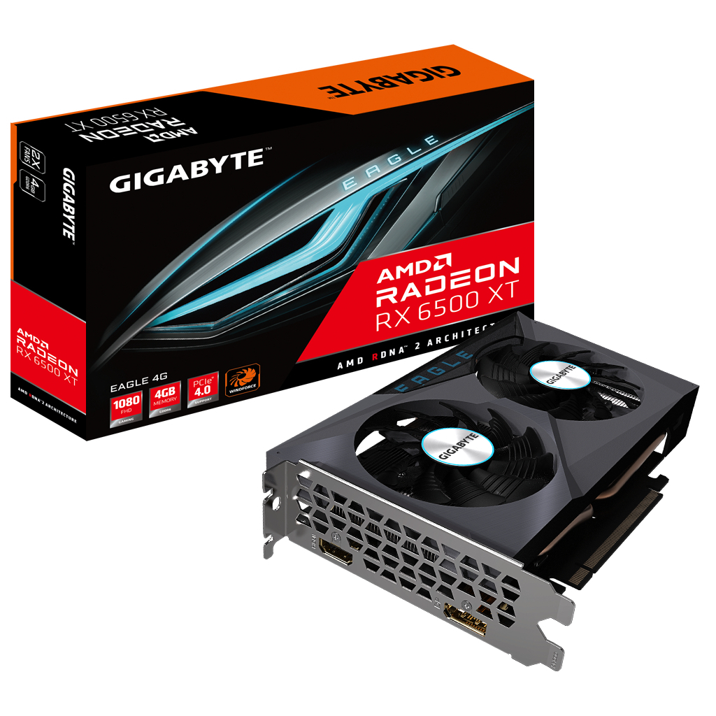 

Видеокарта GIGABYTE Radeon RX 6500 XT 4Gb EAGLE (GV-R65XTEAGLE-4GD)