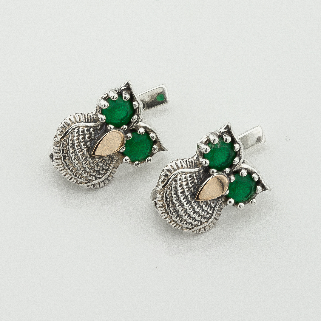 

Серебряные серьги Сова с фианитами с золотыми накладками с1012ф Диамант