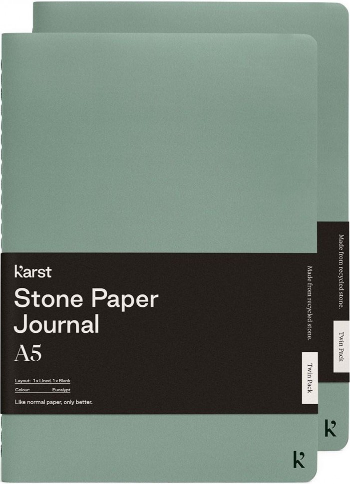 

Набір зошитів Karst Journal A5 14,8 х 21 см в лінію та нелінований евкаліпт