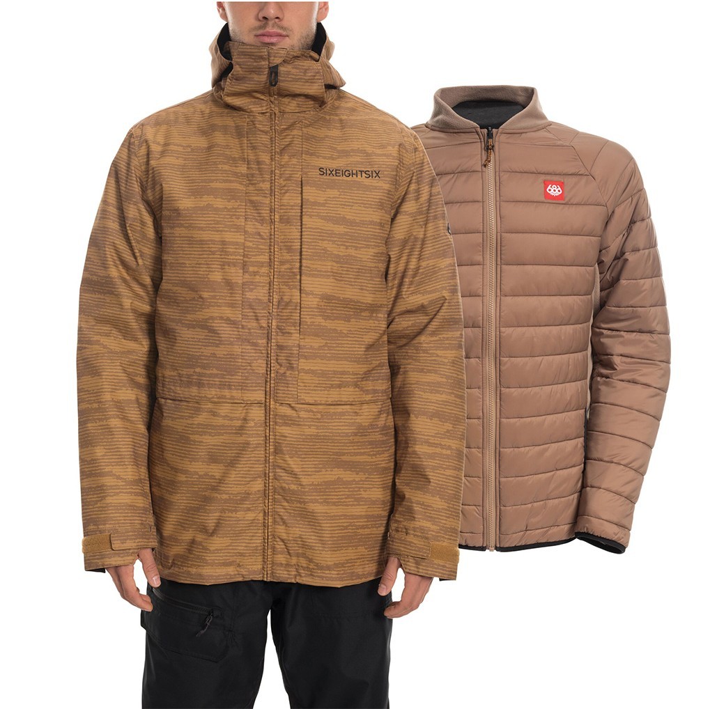

Куртка для сноуборда мужская, Smarty 3-in-1 Form Jacket (Golden Brown Landscape), 686 М