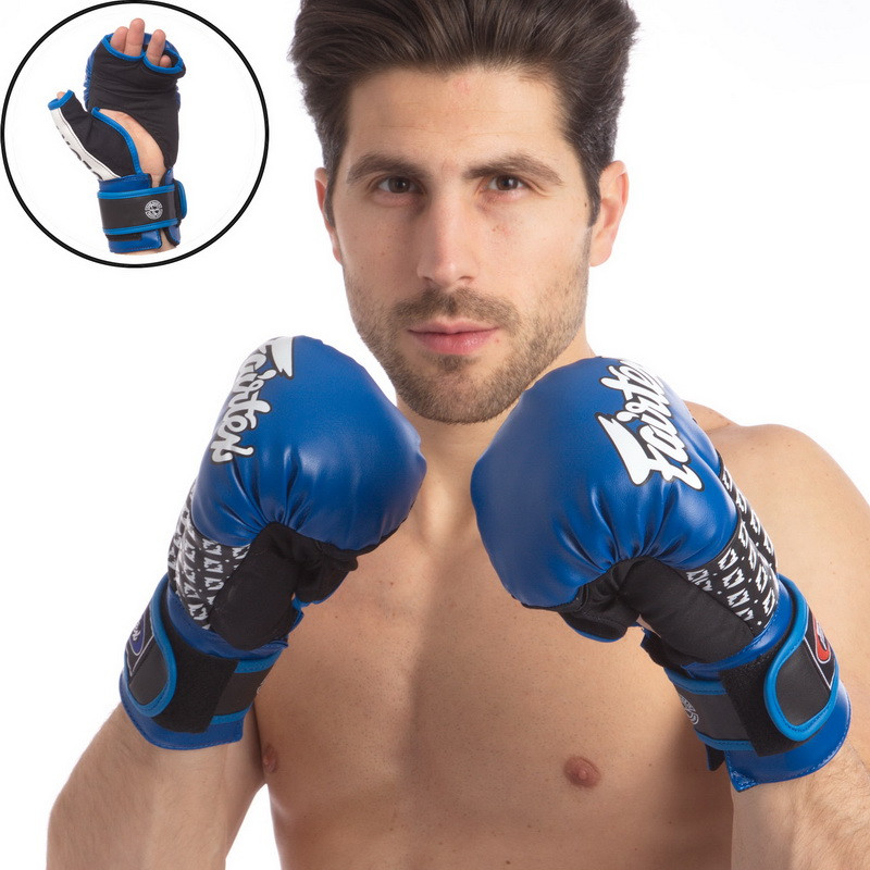 

Перчатки кожанные для смешанных единоборств MMA, самбо, джиу-джитсу, карате FAIRTEX LD-FGVB17 12 унций синий