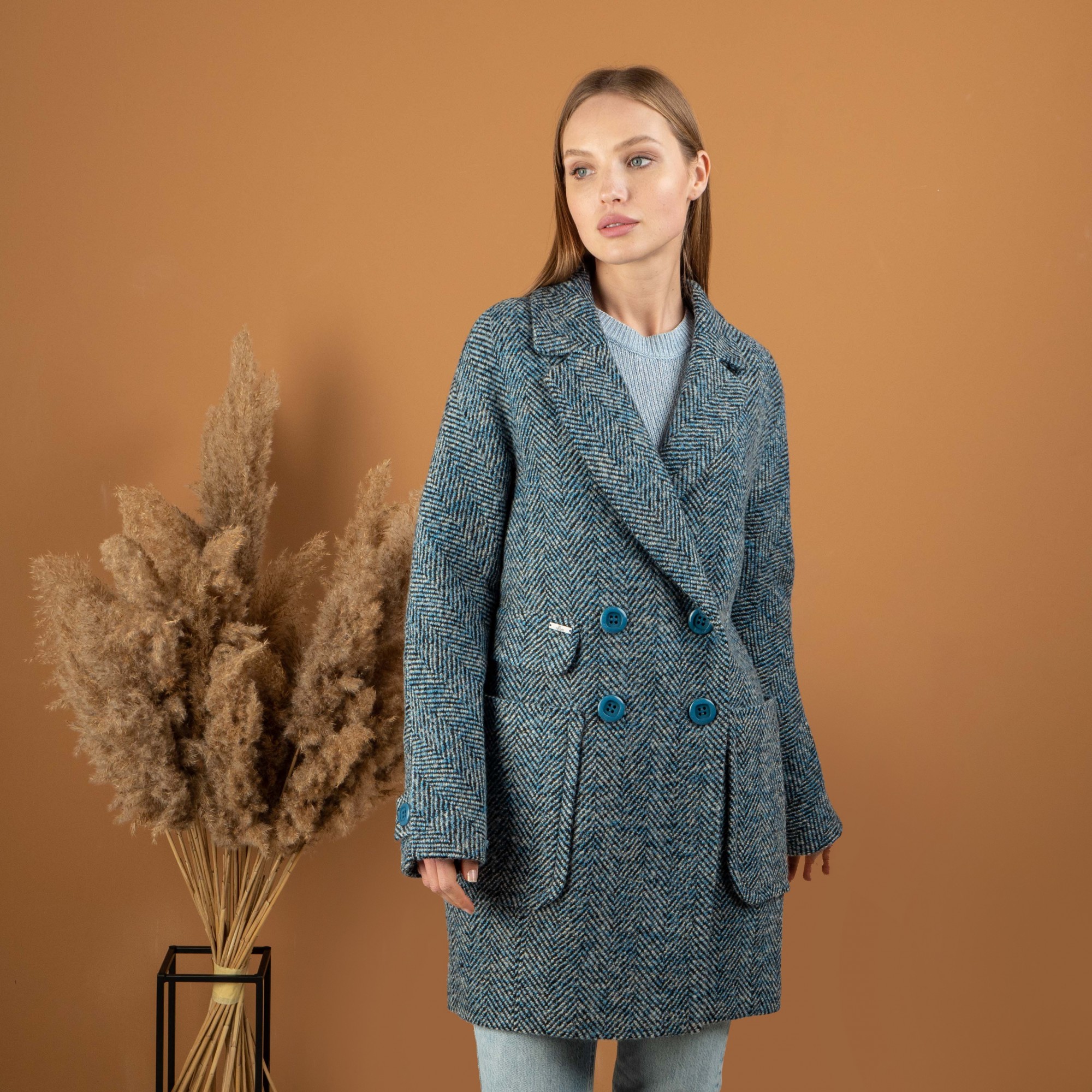 

Женское демисезонное пальто UF-fashion 604-ПК  синий, Женское демисезонное пальто UF-fashion 604-ПК 40 синий