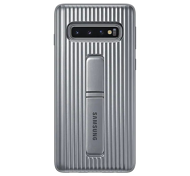 

Противоударный защитный чехол бампер накладка с подставкой Protective Standing Cover для Samsung Galaxy S10 (G973) EF-RG973CSEGRU - Silver