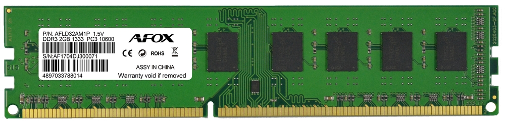 

Оперативна пам'ять AFOX DDR3 2GB 1333MHz (AFLD32AM1P) Bulk (6789682)
