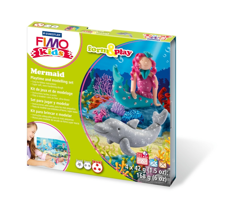 

Набор полимерной глины Fimo Kids Русалка 4 цвета по 42 грамма Staedtler, 803412