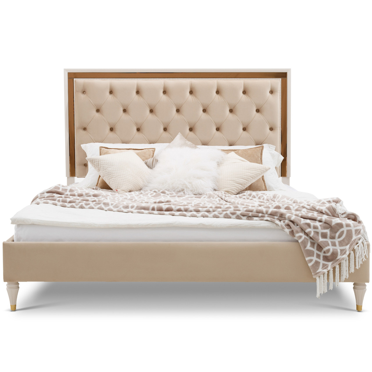 

Кровать двуспальная Carveli ISABELLA 180*200 см Бархат Розовый ножки