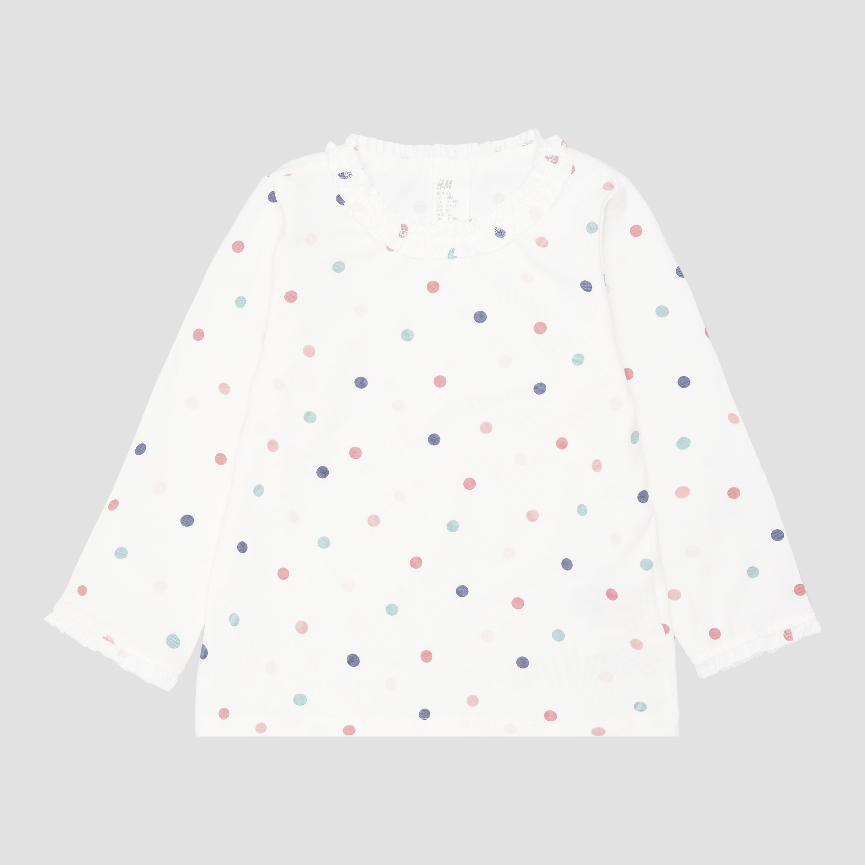 

Футболка с длинными рукавами H&M 1412-865787 86 см Белый/Горох